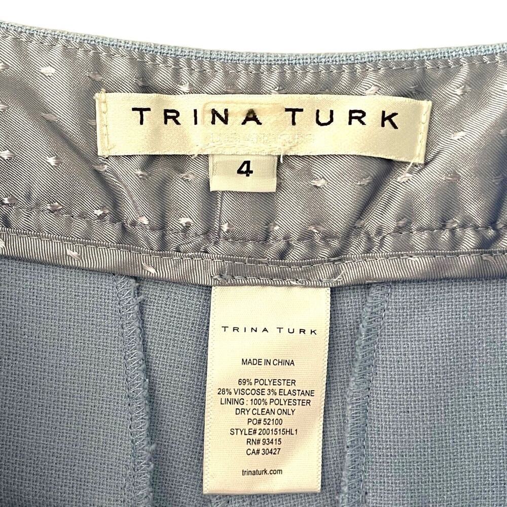 Trina Turk Sky Blue Banshee High Rise Cuffed Straight Leg Dress Pants Size 4 - Picture 6 of 6